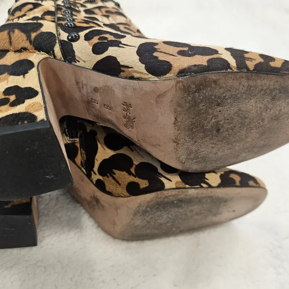 Coach Felicia Leopard Print Calf Hair Wild Beast Bootie Ankle Boots Size 8 B - Picture 6 of 9